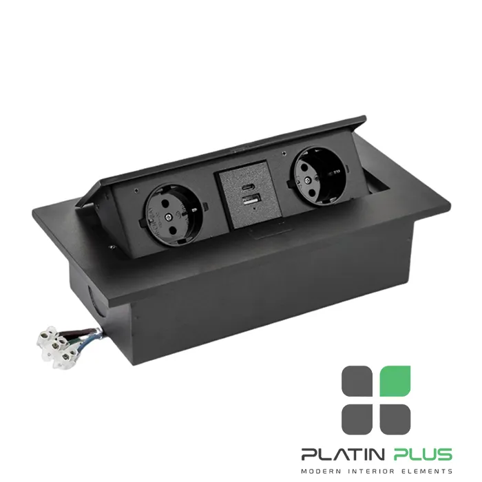 1074-4 پریز توکار پاپ آپ 2G پلاتین شارژردار USB و Type-C کد 1074 , 1075 | Pop-Up Socket