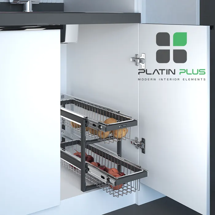 platin 3210 سبد سیب زمینی و پیاز دو طبقه پلاتین ریلی برای کابینت یونیت 30 35 40 و 45