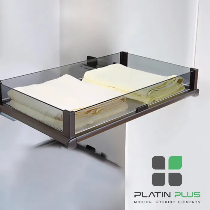 کشو شیشه‌ای ریلی فانتونی J501-J510 سری ایتالین | نظم‌دهنده لوکس و شفاف کمد و کابینت