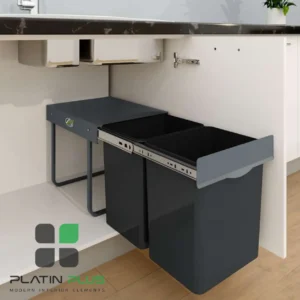 سطل زباله دوقلو آرام‌بند آوات 112 یونیت ۴۰ سانت | تفکیک زباله بی‌صدا