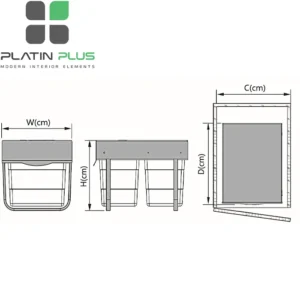 سطل زباله 32 لیتری پلاتین 4132 دو مخزنه کم ارتفاع با فیلتر نانو مناسب یونیت 40